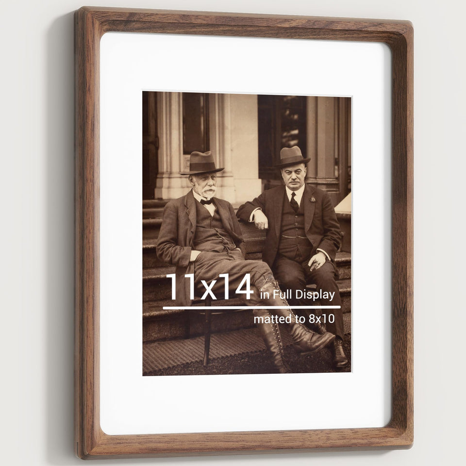 Heimlove natural walnut frame front view with diploma or photo display