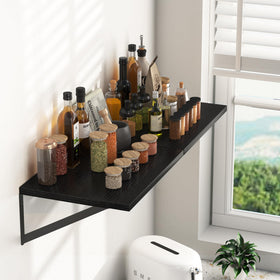 Living room display on wall using Heimlove floating shelves