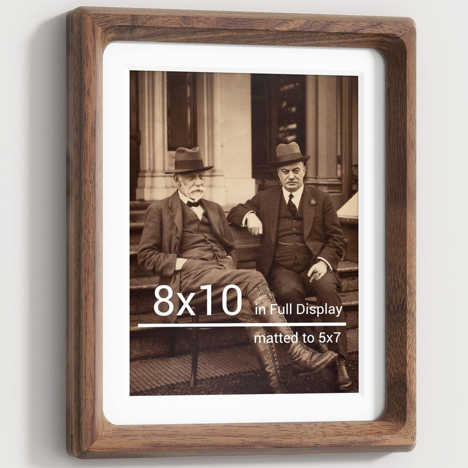 Heimlove walnut frame front view shows natural grain for timeless display