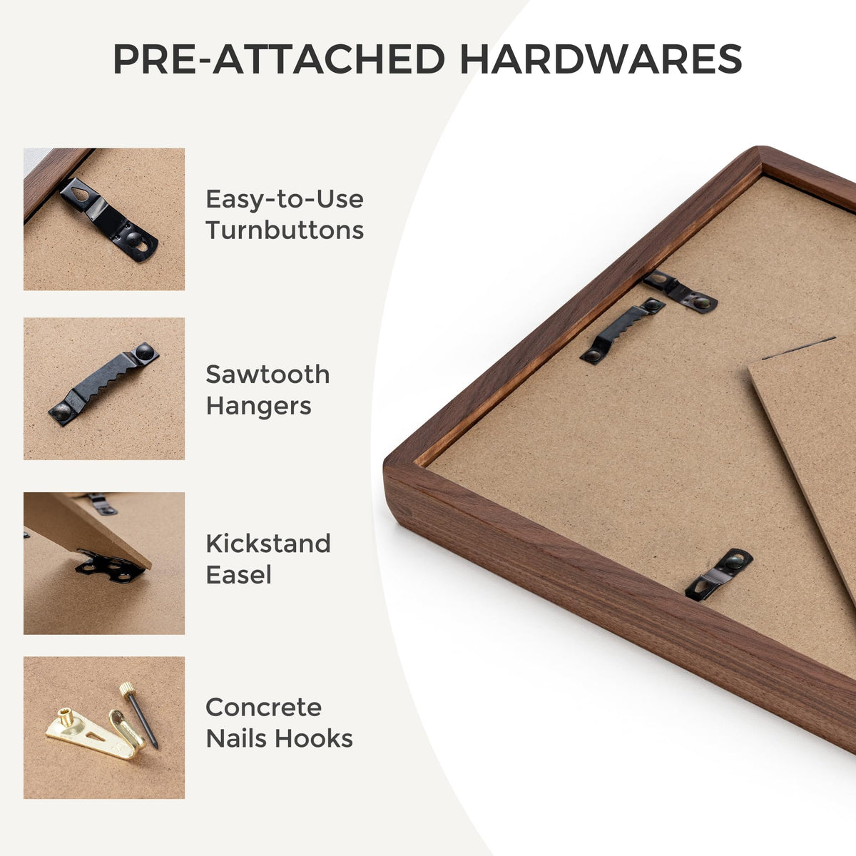 Tabletop display of Heimlove walnut frame on a desk or shelf