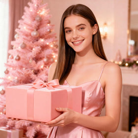 HEIPIZL pink gift basket showcases coordinated spa-ready essentials.