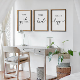 Heiple framed wooden art detail showcases quality craftsmanship for any workspace.