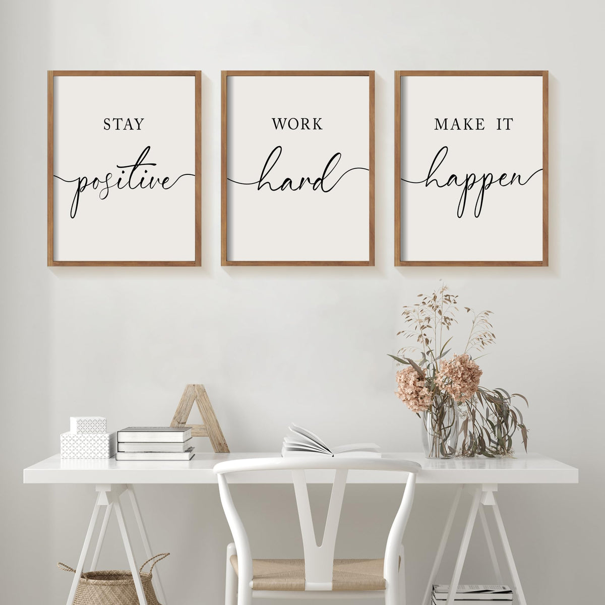 Heiple office decor quote closeup highlights clear typography for quick motivation.