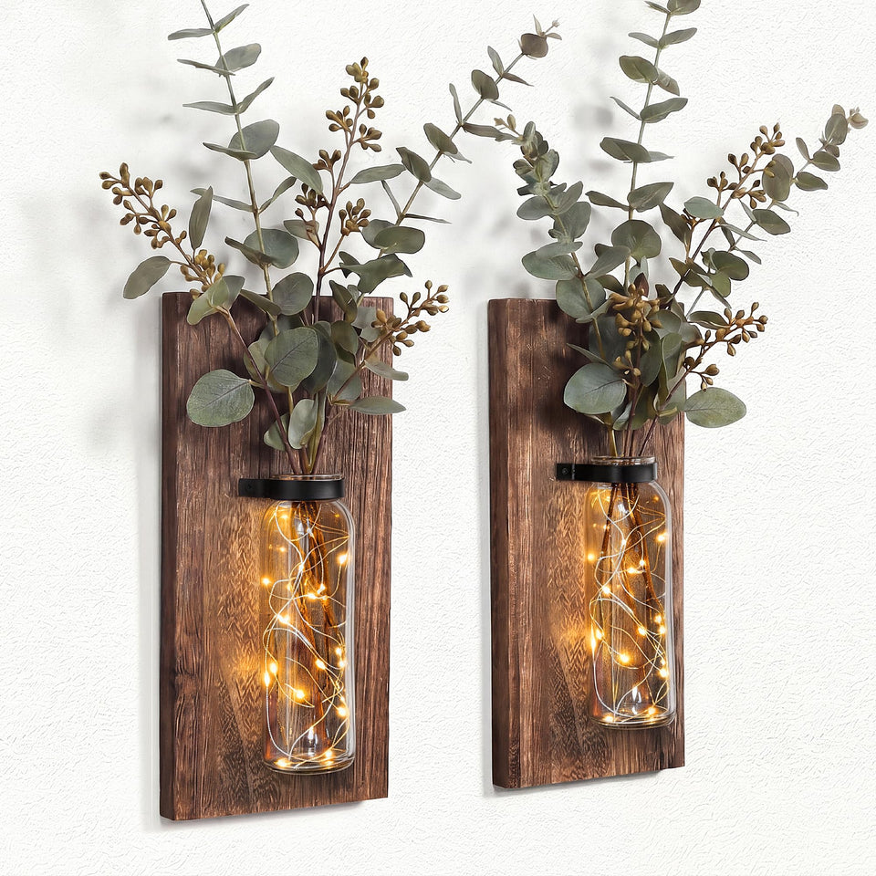 Heiple wood wall sconces pair adds rustic ambience with soft lighting