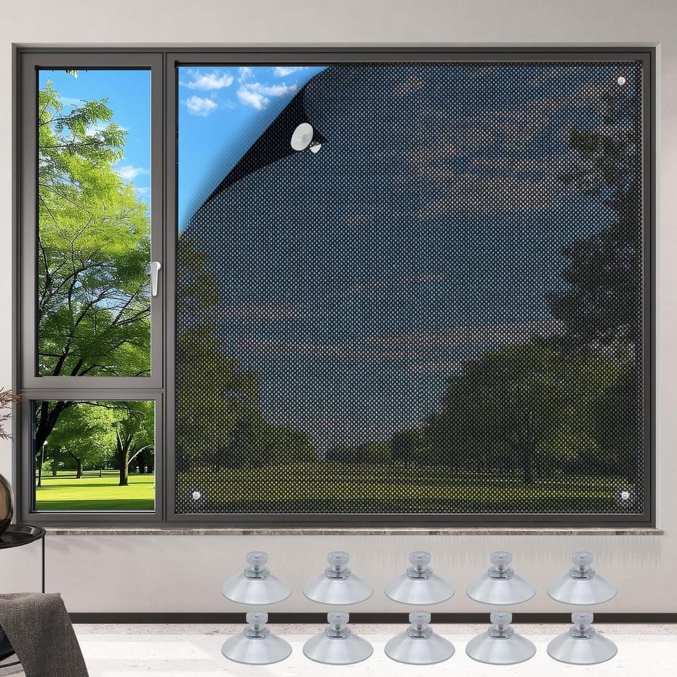 heiwinner cordless window shades installed with suction cups for no-drill setup