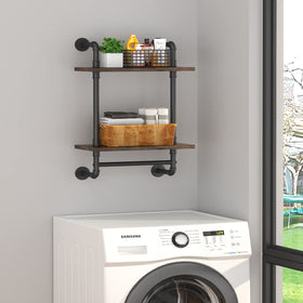Helsin rustic wood plank shelf showcases vintage style with practical display.