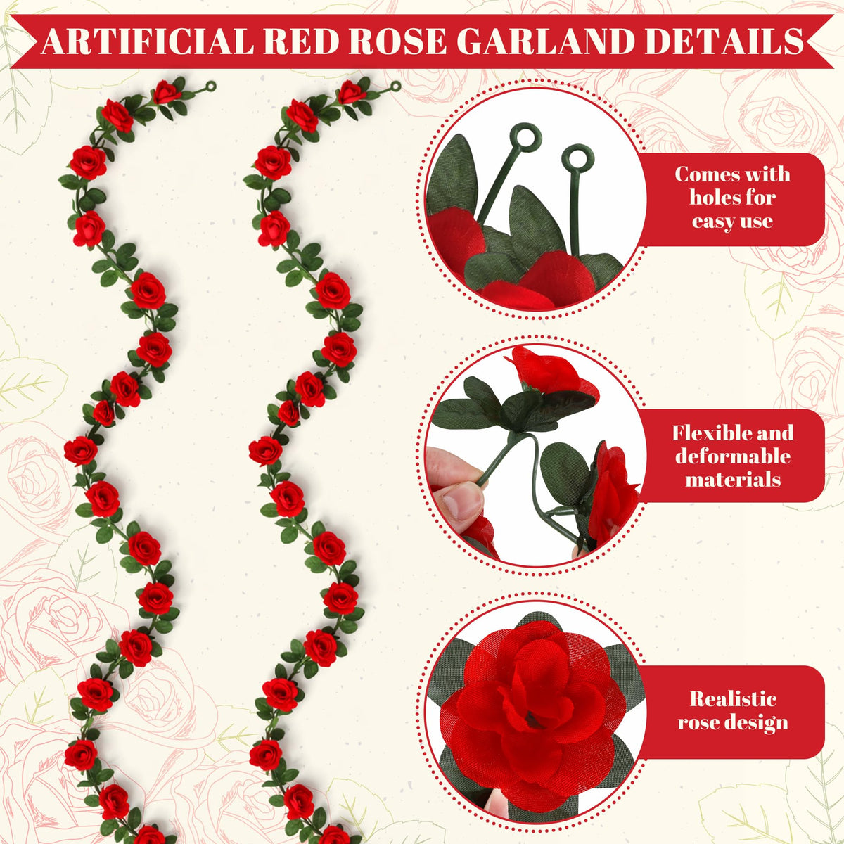 Outdoor-ready garland withstands rain and sun with waterproof materials.