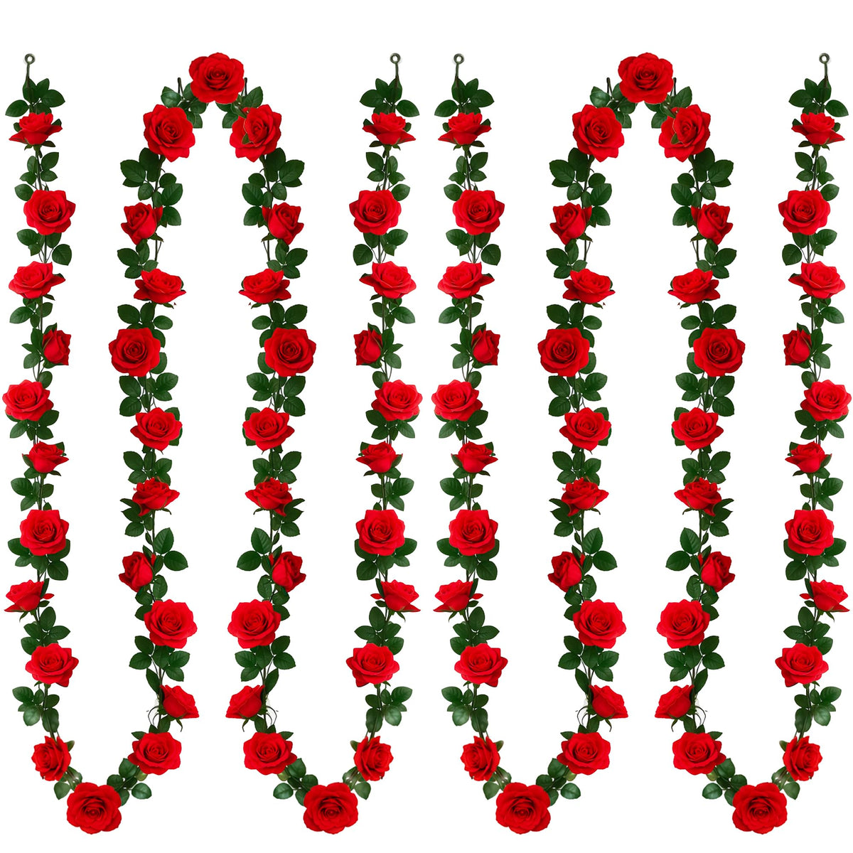 Helimoto red roses garland 7.9 ft adds romantic color to walls or doors.