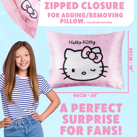 Hello Kitty satin pillowcase care instructions for washing.