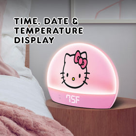 Hello Kitty Sunrise Alarm Clock USB charging port powers devices.