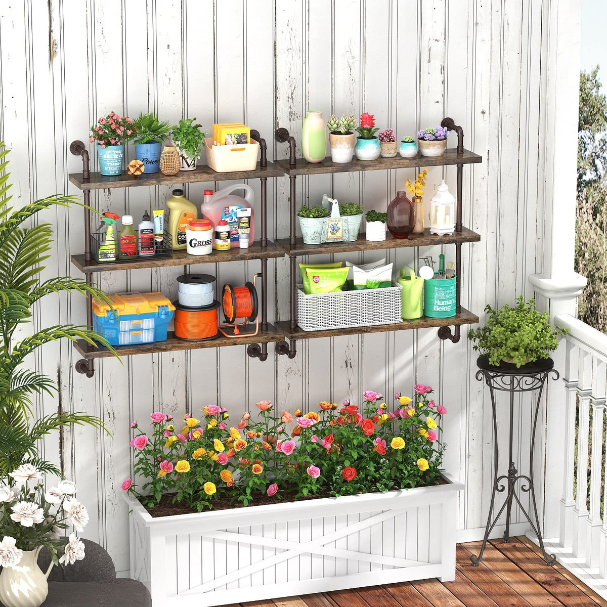 Helsin 3-Tier Industrial Pipe Shelf bedroom-linen-towel storage provides tidy organization with rustic flair.