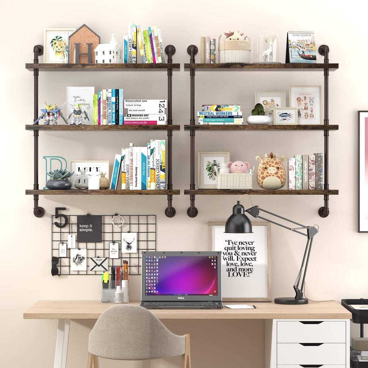 Helsin 3-Tier Industrial Pipe Shelf kitchen-decor-use offers versatile storage for spices and kitchenware.