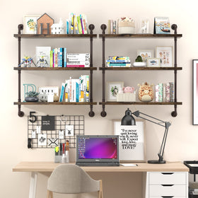 Helsin 3-Tier Industrial Pipe Shelf kitchen-decor-use offers versatile storage for spices and kitchenware.