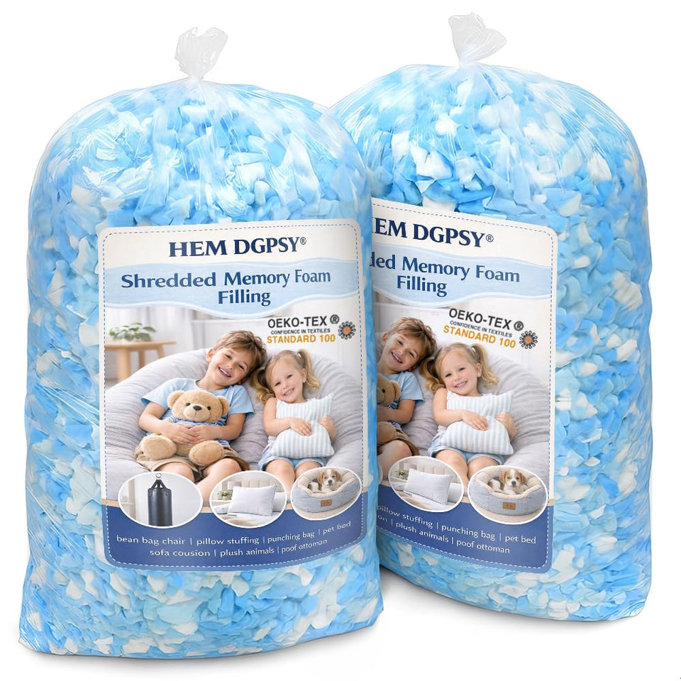 Hem Dgpsy bean bag filler 10 lbs close-up, plush memory foam for cozy seating.