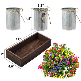 HEMYLU galvanized pots with rustic charm and heart pendants.