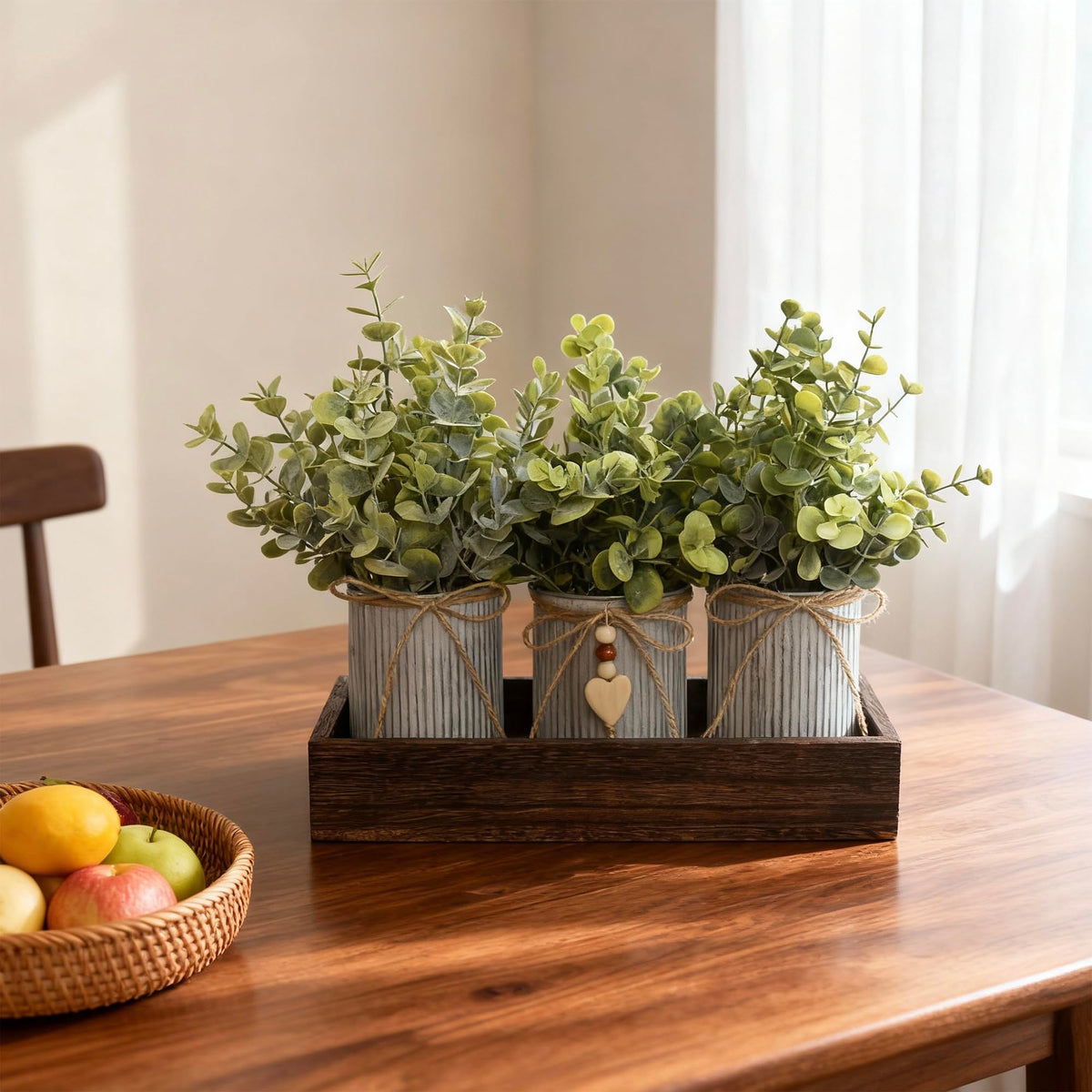 HEMYLU rustic metal pots with jute rope bowknots for vintage style