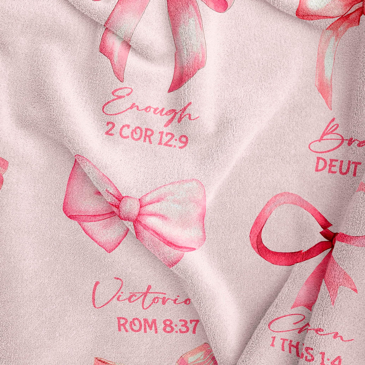 Henazin Bow Blanket 60x50 pink bow pattern close-up showing gentle texture.