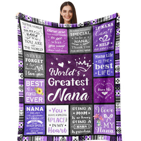 Henazin Nana Gifts Blanket in purple, front view, cozy warmth for Nana.