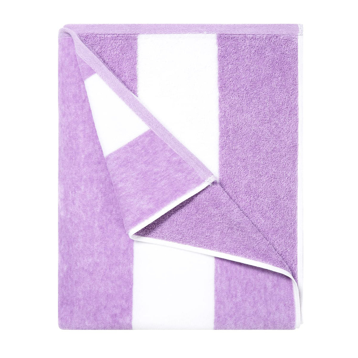 HENBAY cotton oversized beach towel, purple stripe, large 70x35 inches, shown on the sand for generous coverage.