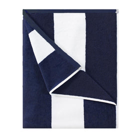 HENBAY towel laid flat with navy stripes for generous coverage.