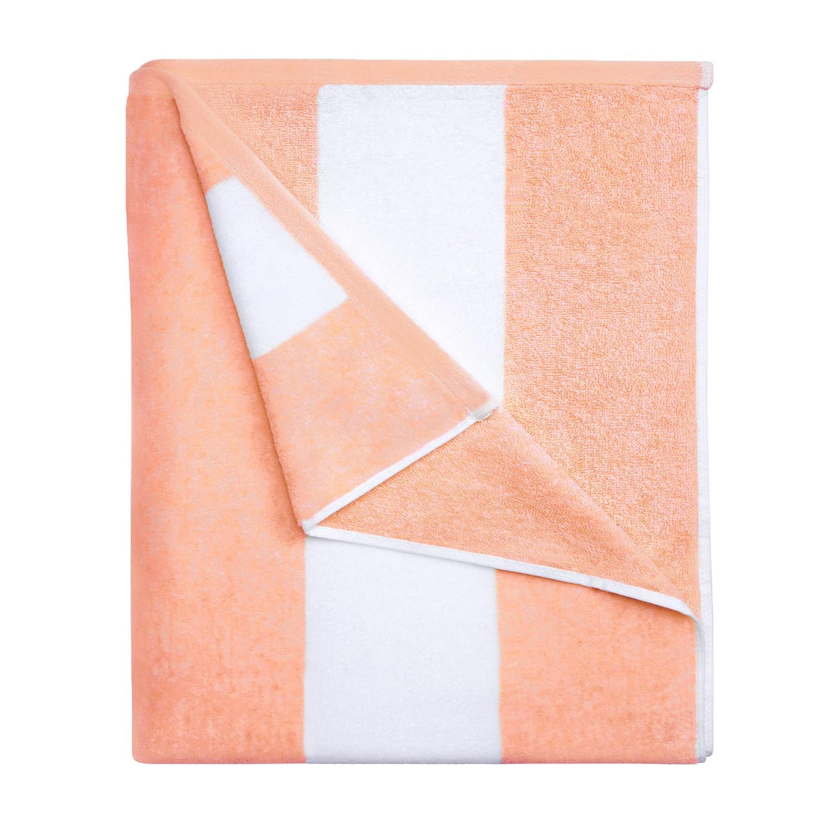 HENBAY cotton oversized beach towel in orange striped design, ideal for poolside lounging.