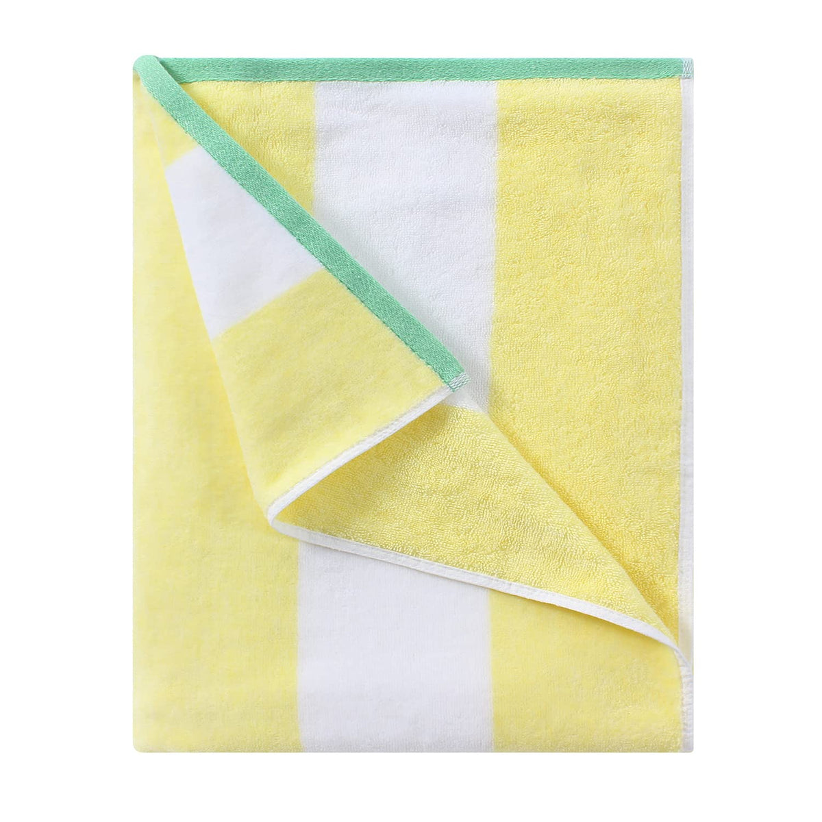 HENBAY cotton oversized beach towel with yellow stripe for poolside lounging