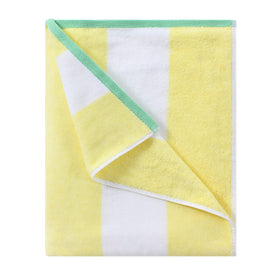 HENBAY cotton oversized beach towel with yellow stripe for poolside lounging