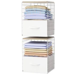 Hencawima 2-pack stackable drawers in a closet for organized folded clothes