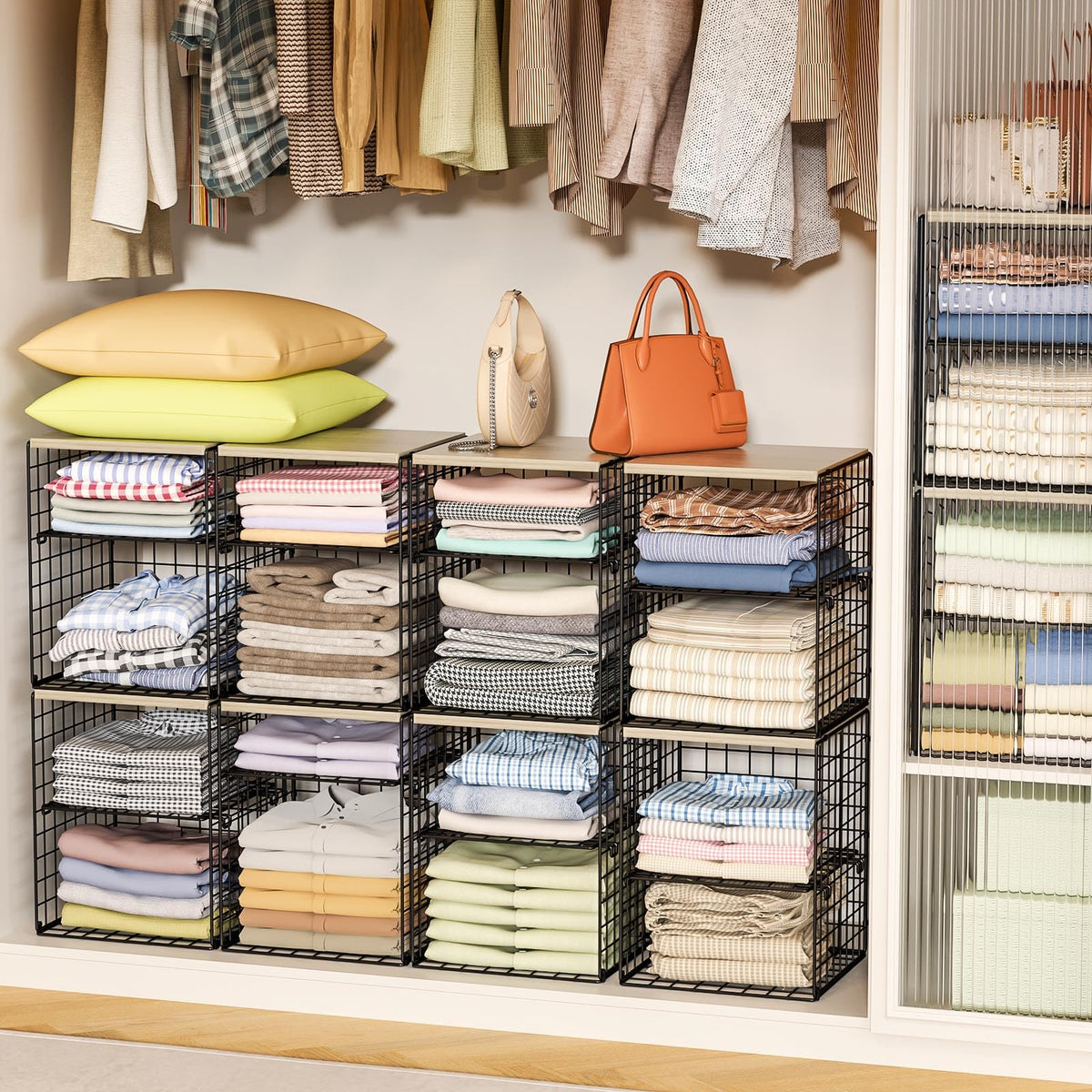 Hencawima adjustable dividers optimize shelf space for garments and accessories
