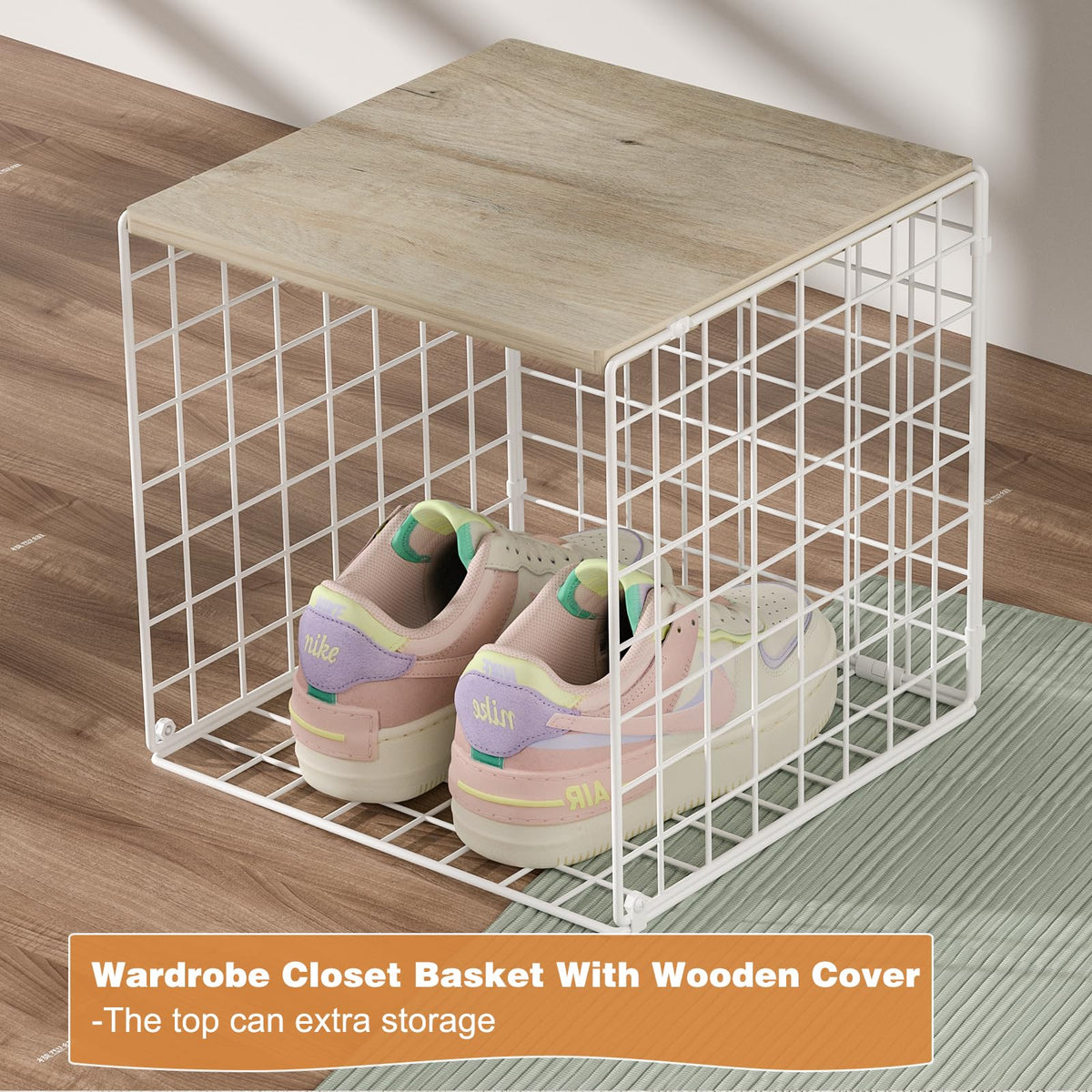 Hencawima cube storage bin white metal frame for easy item visibility
