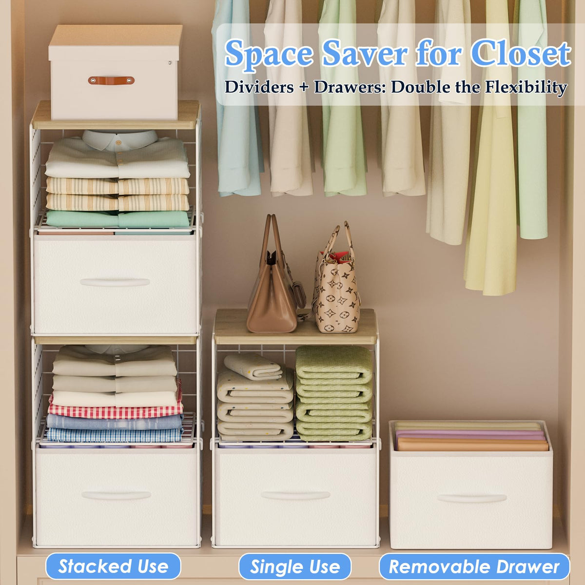 Open wire basket with smooth drawer for visibility