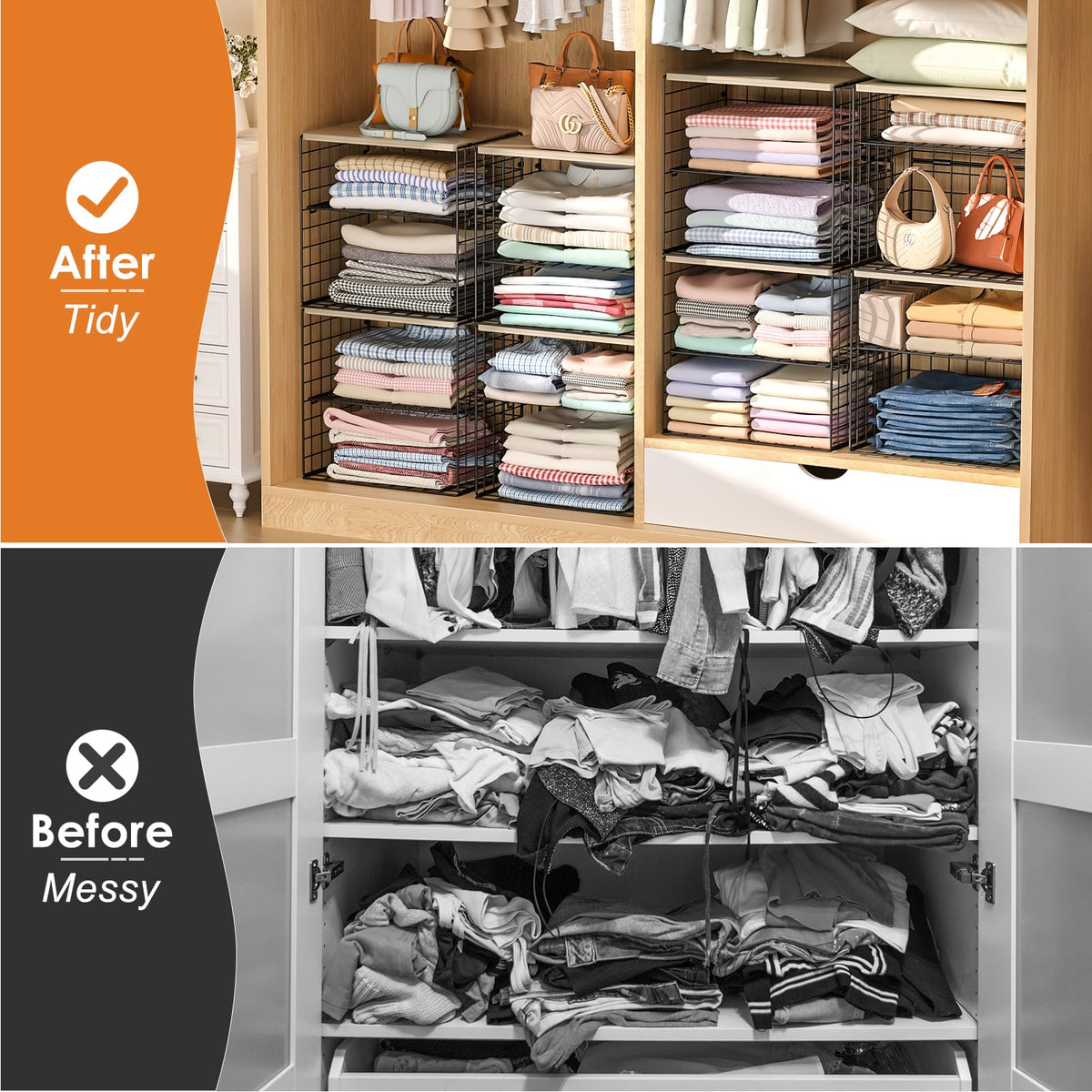 Hencawima spacious closet system keeps outfits visible and easy to coordinate.