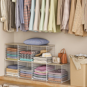 Hencawima stackable closet cubes with wood top maximize vertical storage