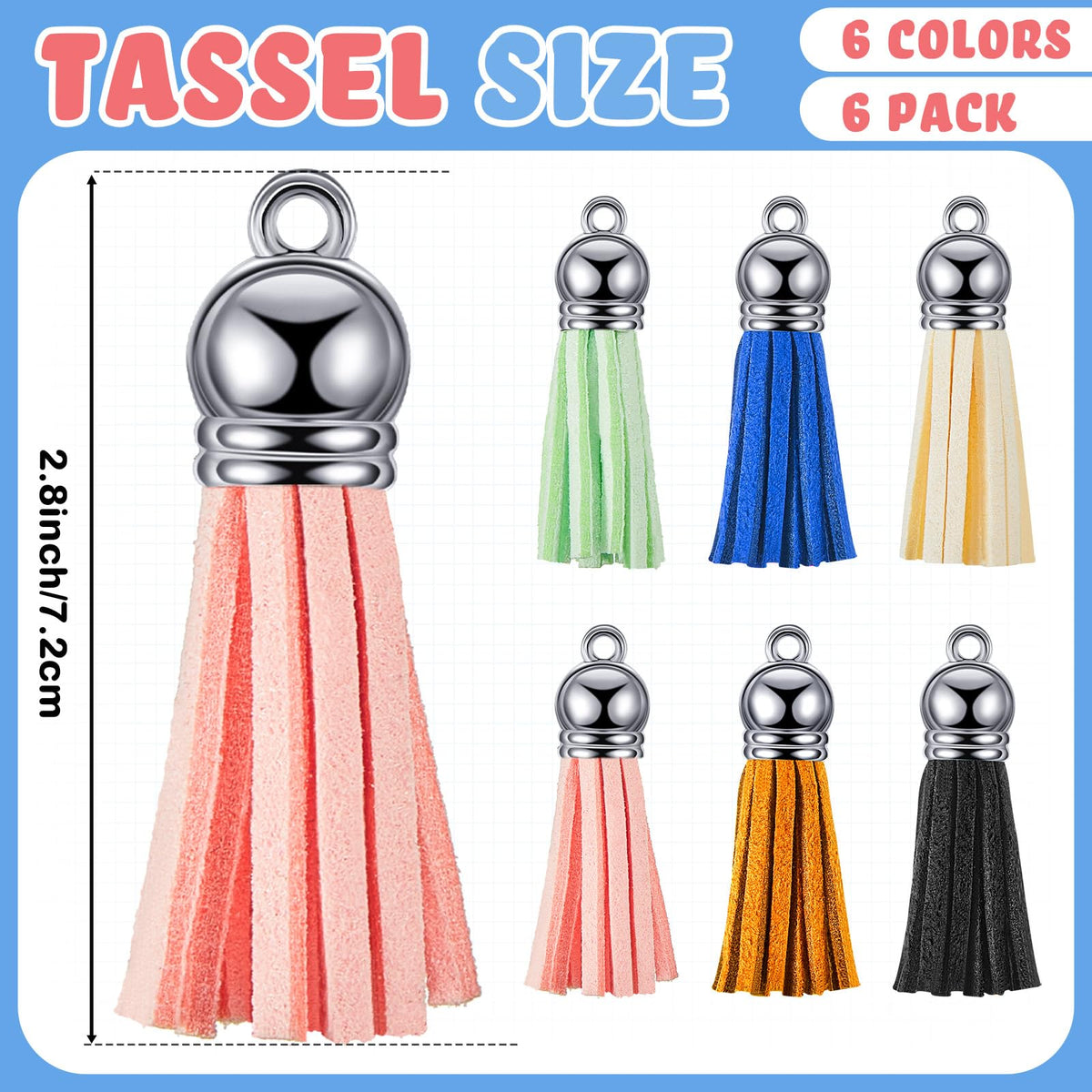 Henoyso colorful tassel charms add vibrant personalization to keychains.