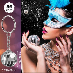 Henoyso disco ball keychain bulk pack view showing 96 pieces for gifts.