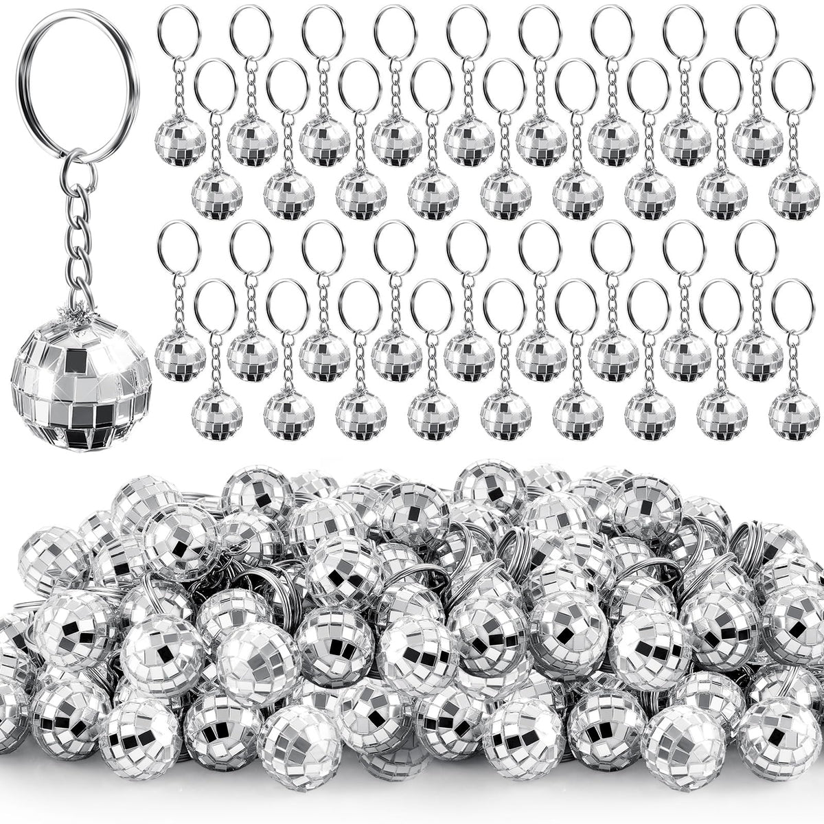 Henoyso mini disco ball keychain close-up mirror finish for style.