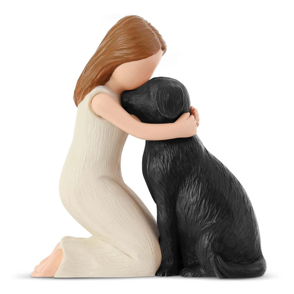 Hensonever Love My Black Dog figurine in front view, ideal for display on a shelf.