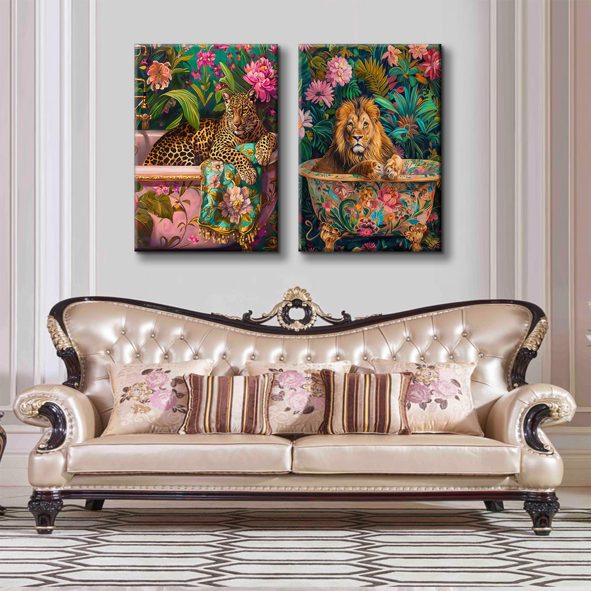 Henzuhaeeg wall art features dense jungle background for luxurious ambiance