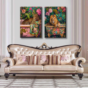 Henzuhaeeg wall art features dense jungle background for luxurious ambiance