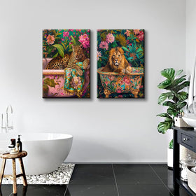 Henzuhaeeg bathroom leopard wall art: floral patterns add color and elegance
