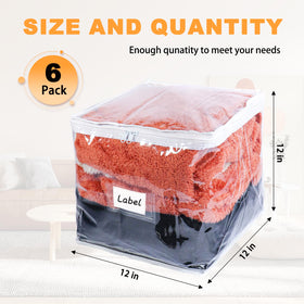 Heonay six-pack of foldable storage bags saves closet space when stacked.