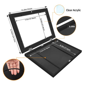 HEPFLANZE set of four black wooden frames with mats for organized display