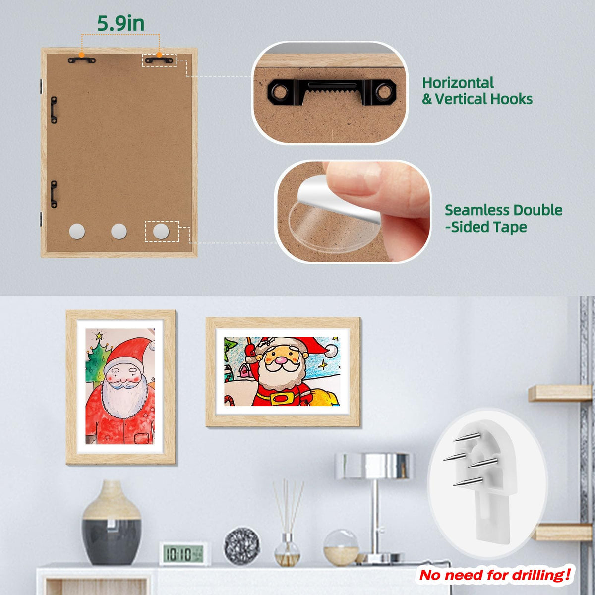 HEPFLANZE set of 4 frames includes sawtooth hooks, tapes, and hooks for hanging