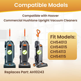 HeptaFiltra AH10243 20-pack bags compatibility with CH54013 CH54015 upright vacuums showcased.
