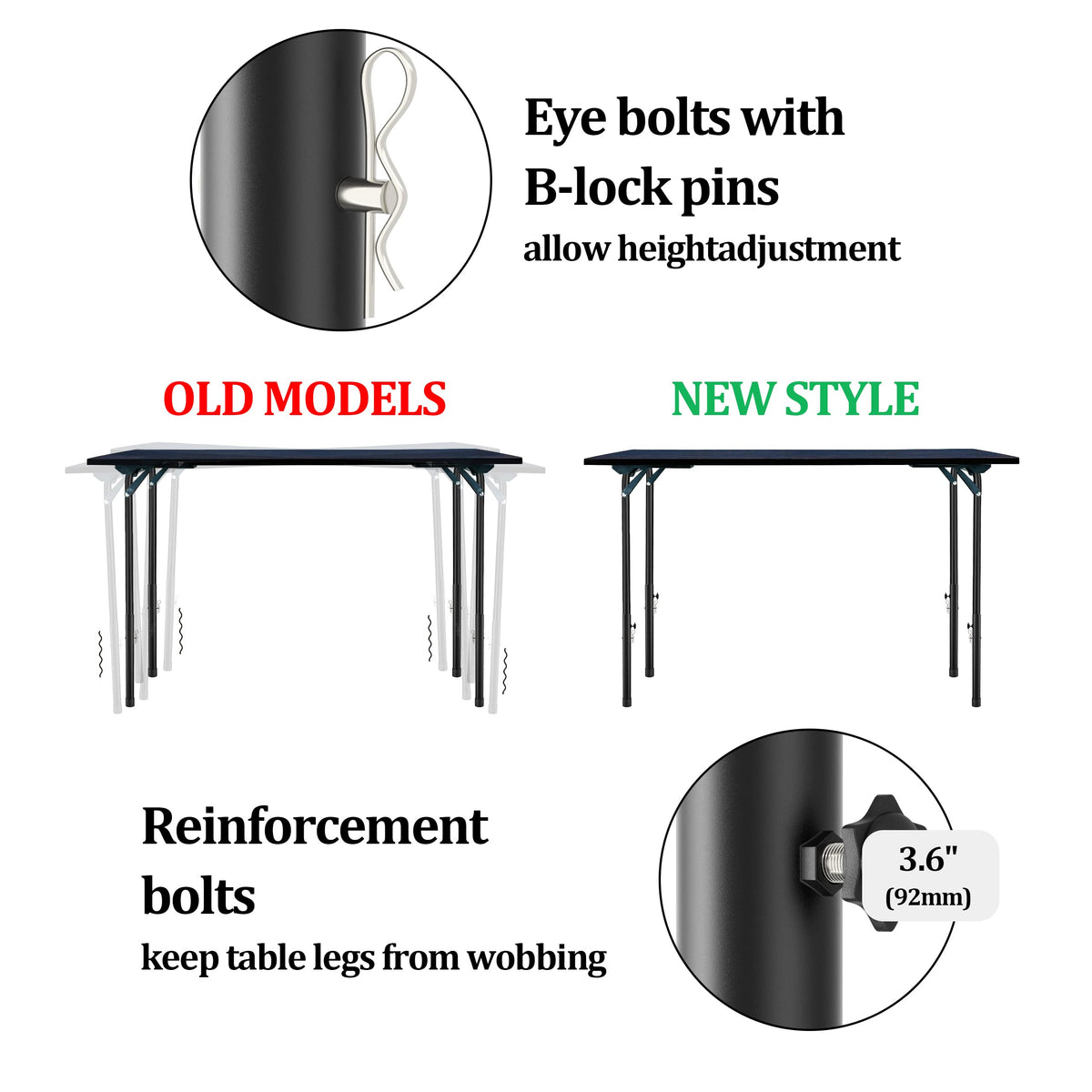 Herbert-fty table height extenders with easy install kit for quick upgrades.