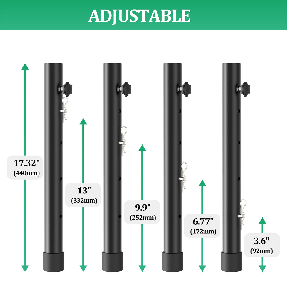 Herbert-fty packaging contents: risers, eye bolts, locking pins for setup.