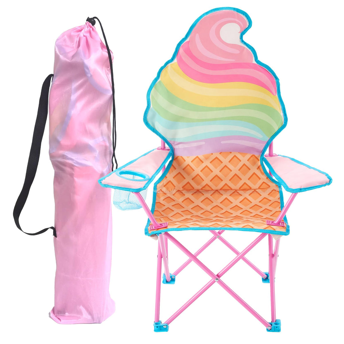 Heritage Kids ice cream camp chair with swirl cone design, perfect for sunny outdoor days.