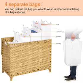 Hermina hamper with heightened feet avoids damp floors