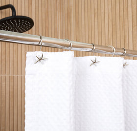 Hermosa Collection starfish shower hook easy-clean surface supports routine bathroom upkeep.