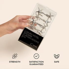 Hermosa Collection starfish shower hook metallic close-up reveals durable chrome craftsmanship.